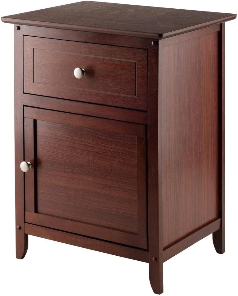 Furnifact Farmhouse End Table in Solid Wood Walnut Finish, Wooden Nightstand ...