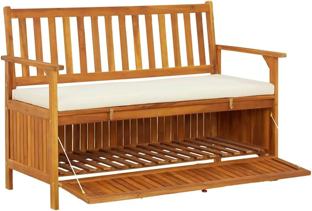 Patio Storage Bench, Solid Acacia Wood Outdoor Garden Bench with Seating for ...