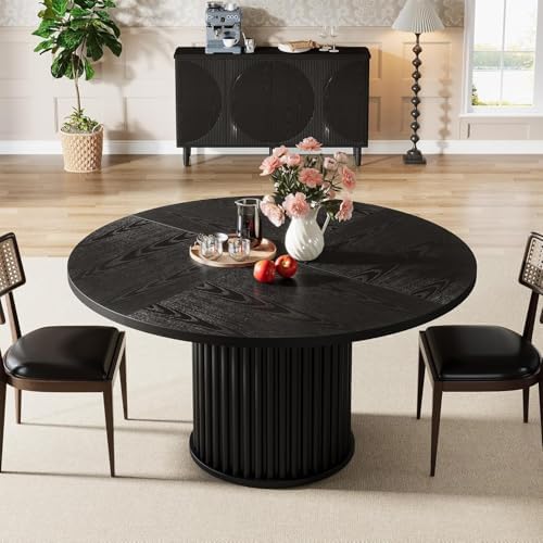 Tribesigns 47.24" Black Round Dining Table for 4-6 People