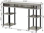 Convenience Concepts Designs2Go No Tools Desk Home Office Desk with Shelves, Corner Shelf Vanity Desk Computer Desk Nail Table for Nail Tech - 47.25" L x 15.75" W x 30" H, Faux Birch/Black