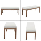chairus Padded Entryway Bench Linen Upholstered Dining Table Benches Farmhouse Shoe Bench Seat for Hallway Bedroom End of Bed Vintage 45.5" Wooden Leg Benches for Kitchen Restaurant Window, Beige