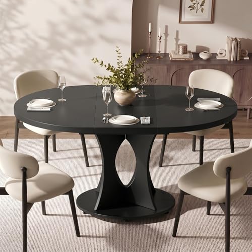 Einhomn 43-59" Extendable Round Dining Table, Kitchen Table for 4-8, Far...