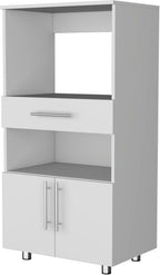 48in Kitchen Pantry Cabinet with Storage, Wood Kitchen Storage Buffet Server Cabinets Freestanding Cupboard Credenza Bufffet Cabinet with Microwave Stand & Shelf, White