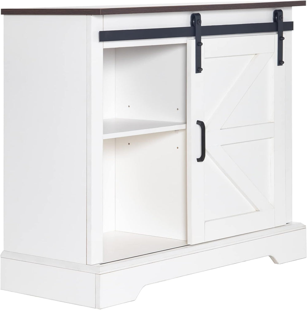HOMFAMILIA 31.5" H Farmhouse Coffee Bar Cabinet w/Storage, White Kitchen...