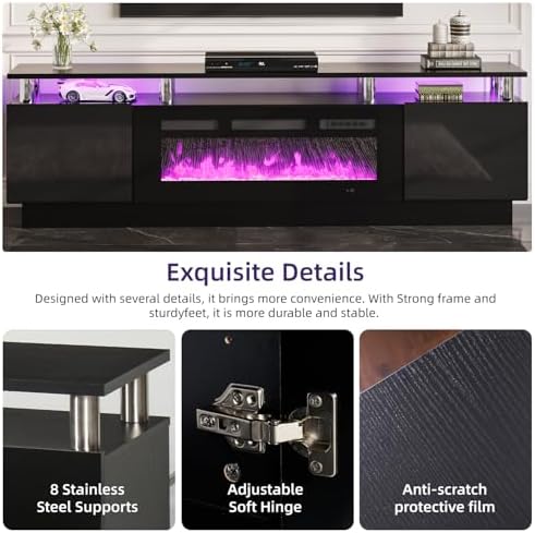 oneinmil Fireplace TV Stand with 36” Electric Fireplace, 2 Tier TV Console St...