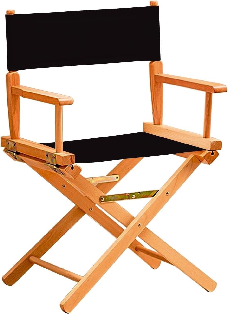 Tall Directors Chairs Foldable, Makeup Solid Wood Frame and Canvas Seat, Portable Footrest, Makeup(Black,85cm/33in)