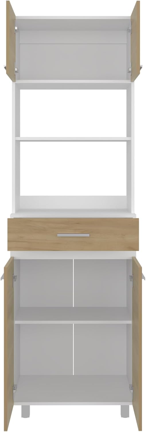 Kitchen Pantry with 4 Doors 1 Drawer 4 Shelves Natural Oak White | Tall slend...