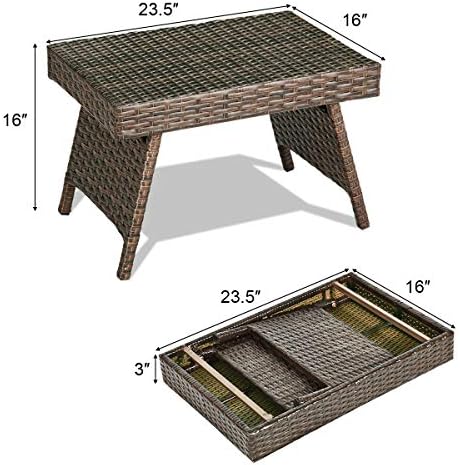 Tangkula Outdoor Folding Wicker Side Table
