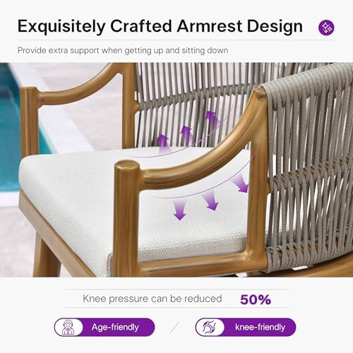 PURPLE LEAF Outdoor Dining Set for 8 Aluminum Table Set w/Cushions, Teak