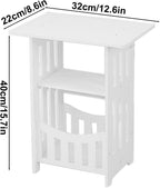 Night Stand Bedside Table Mini White Nightstand with Two Layers of Storage Side Tables Bedroom Furniture Small End Tables for Small Spaces Living Room Table 15.7x12.6x8.6in