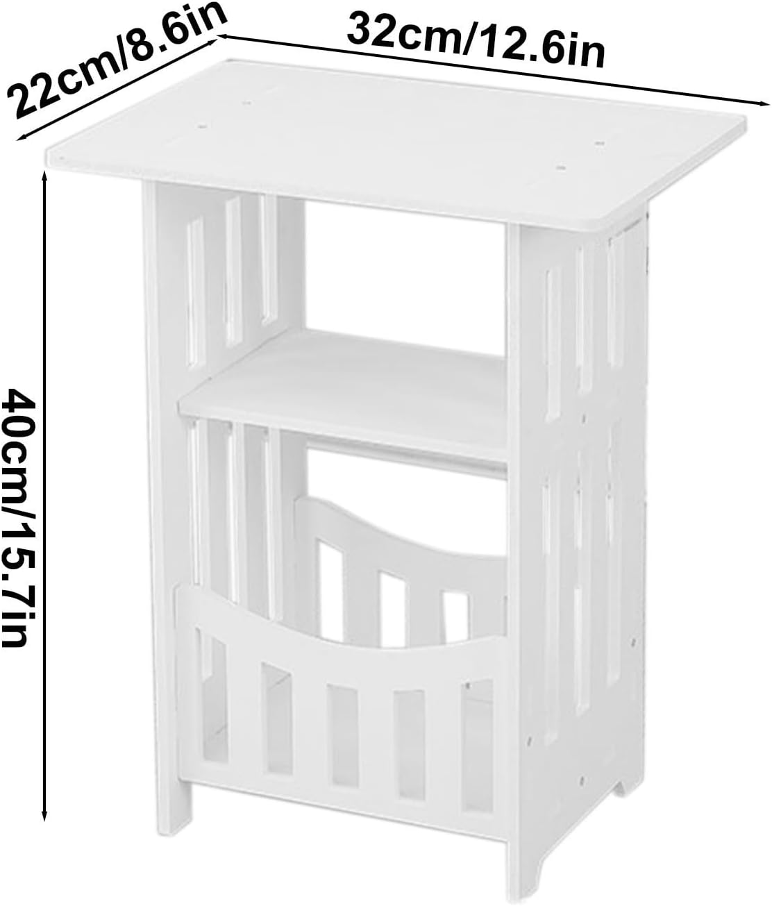 Night Stand Bedside Table Mini White Nightstand with Two Layers of Storage Side Tables Bedroom Furniture Small End Tables for Small Spaces Living Room Table 15.7x12.6x8.6in