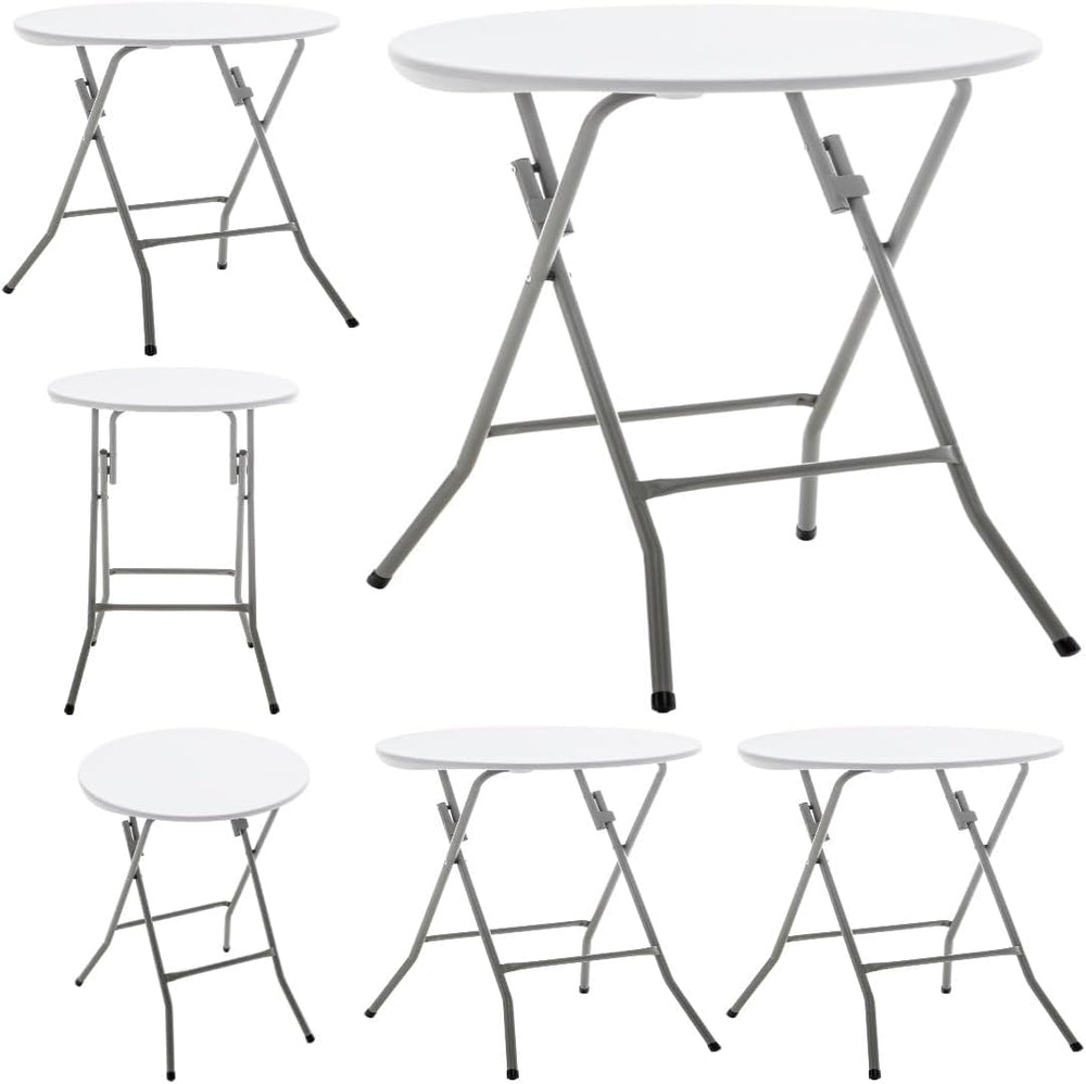 BTEXPERT Set of 6, White 24" Round Plastic Folding Table Commercial Port...
