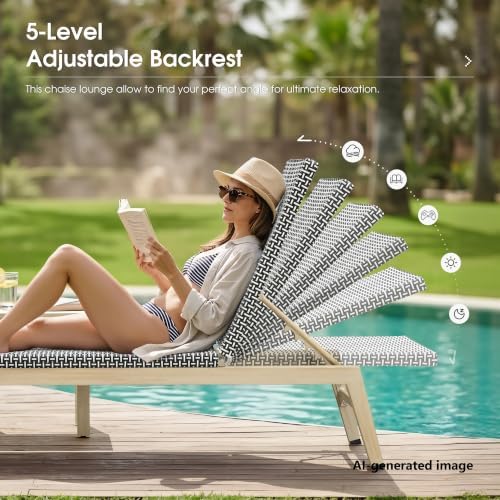 PURPLE LEAF Oversize Outdoor Chaise Lounge Set of 2 Champagne Frame, Black | ...