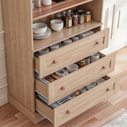 ivaniti 71" Tall Farmhouse Kitchen Pantry, Large Storage Cabinet with Ad...
