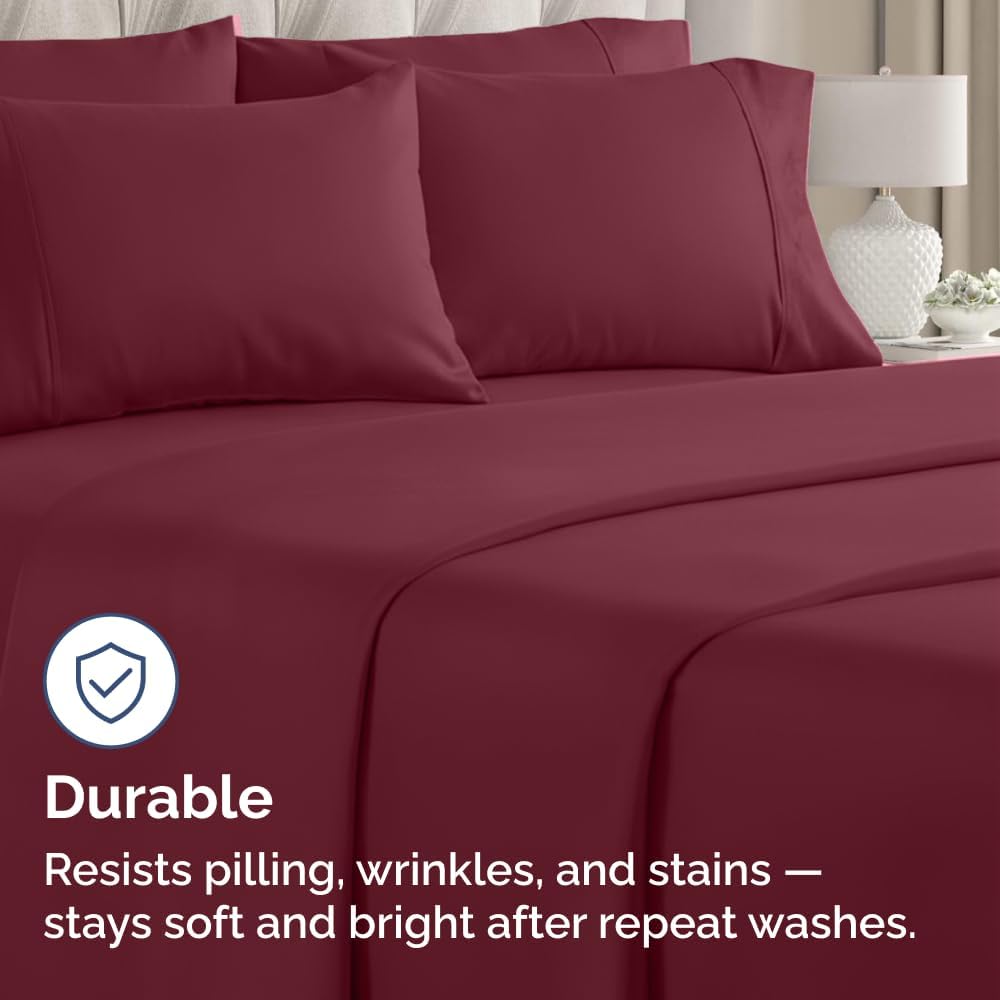 Queen Pillow Cases - 4 Pack - Super Soft Pillowcase Covers - Envelope Enclosure - Hotel Quality Pillow Protectors - Wrinkle Free, Shrink and Stain Resistant - Machine Washable - 20" x 30" (Burgundy)