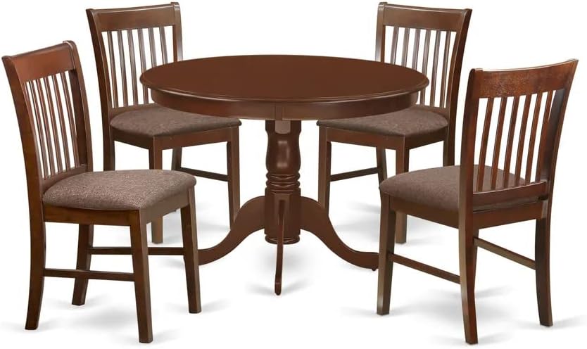 HomeStock 5 Piece Dinette Set for 4 Includes a Round Dining Table with Pedest...
