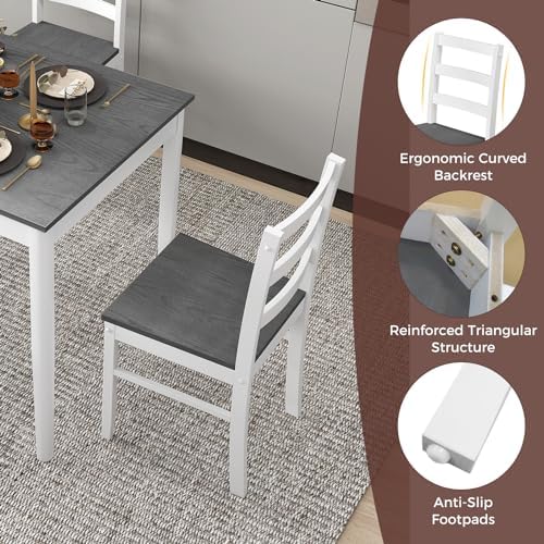 GOFLAME 5 Piece Dining Table Set for 4, Farmhouse Kitchen Table and 4 Chairs ...