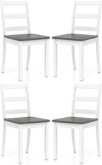 COSTWAY Wooden Dining Chairs Set of 4, Mid-Century Modern Armless Kitchen Side Chairs with Curved Backrest and Rubber Wood Legs for Home Dining Room, Kitchen, Restaurant (White&Grey)