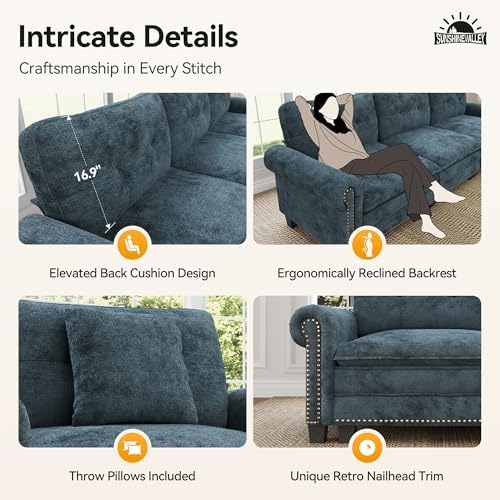 SUNSHINE VALLEY 116" Oversized Modular Sectional Couch L Shaped Living R...