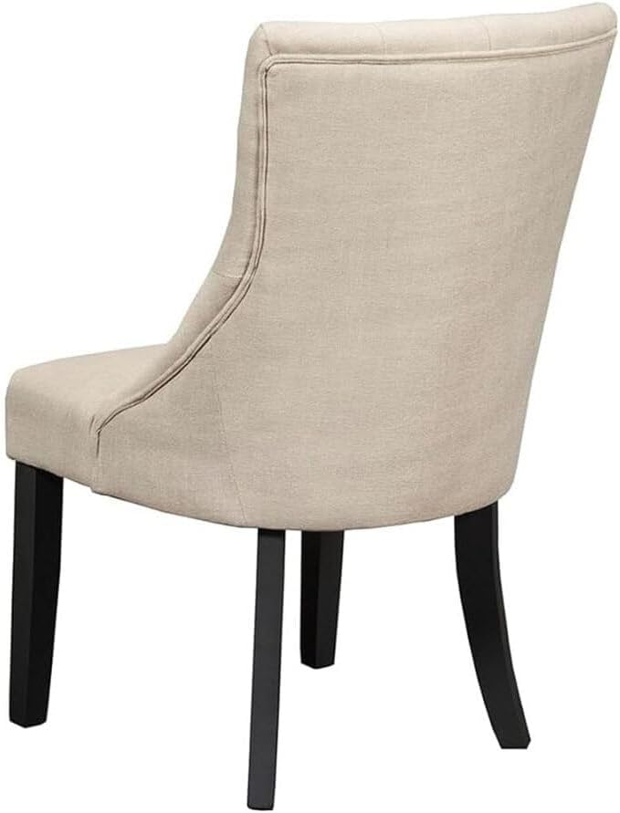 Alpine Furniture Prairie Side Chair in Cream Linen Upholstery-Set of 2