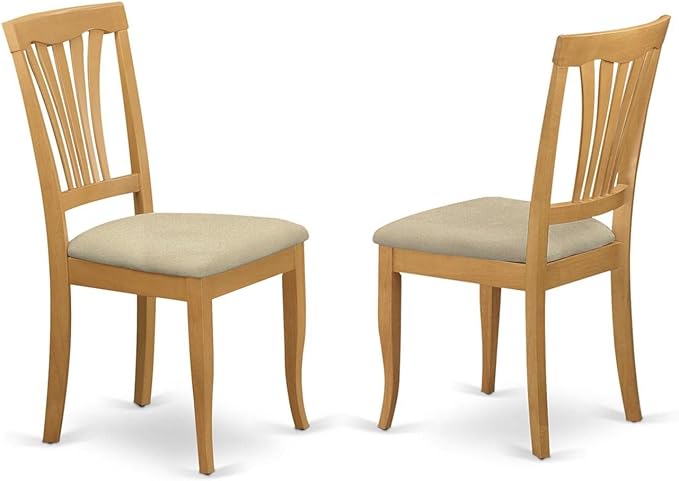 East West Furniture DLAV5-OAK-C 5 Piece Kitchen Table & Chairs Set Includes a Round Dining Table with Dropleaf and 4 Linen Fabric Dining Room Chairs, 42x42 Inch, Oak