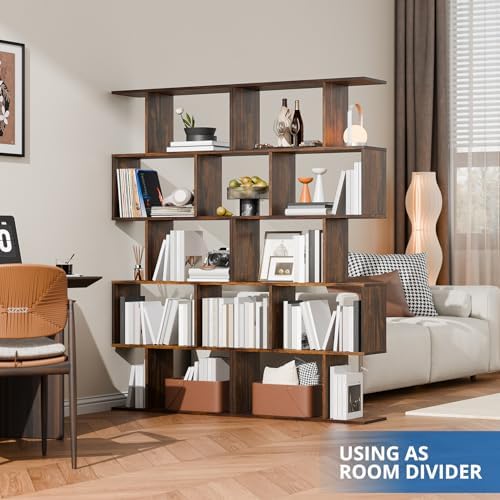 Cozy Castle Set of 2 Geometric Bookcase, S-Shaped Modern Bookshelf, Room Divi...