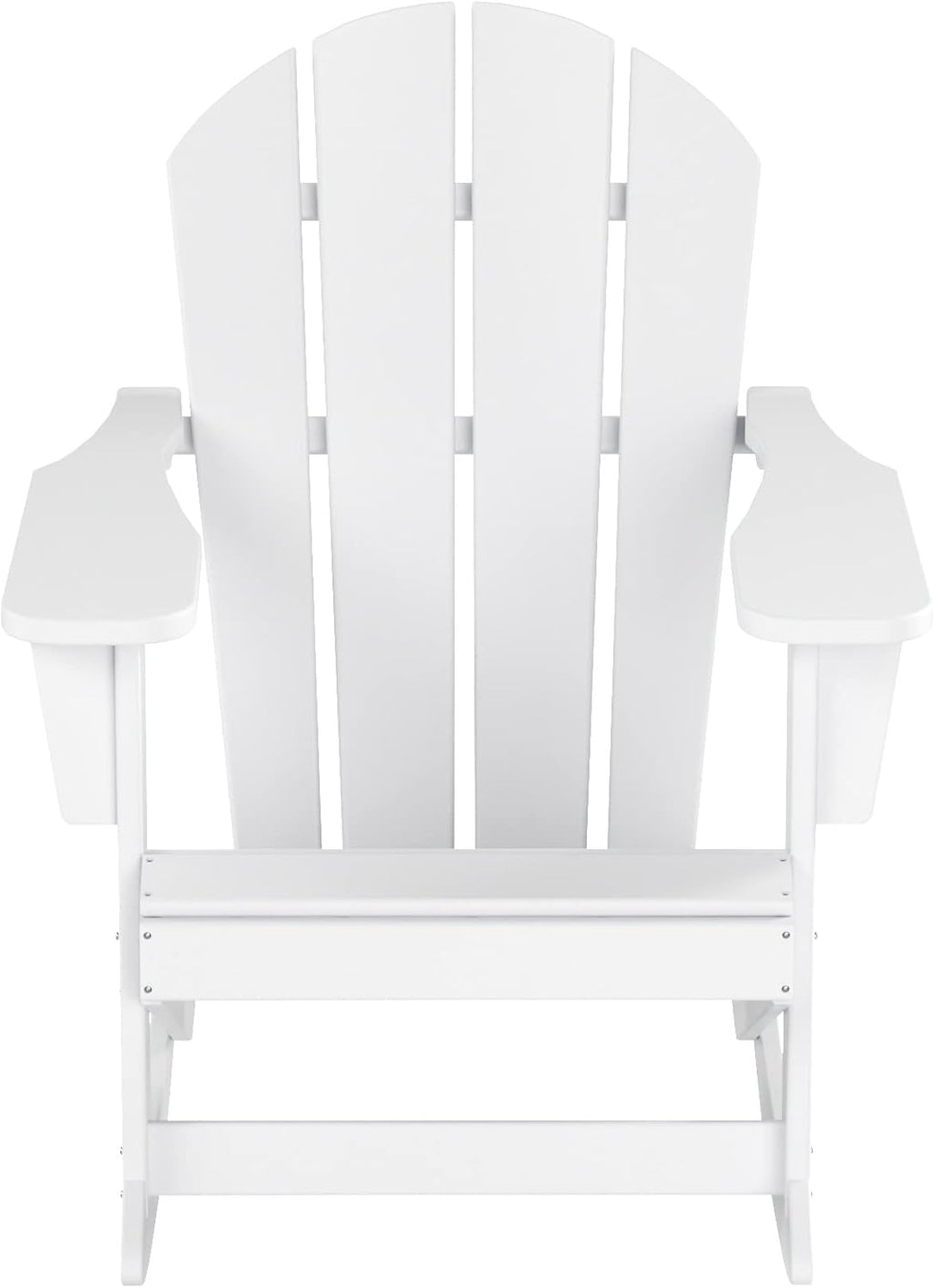 HDPE Laguna Outdoor Rocking Poly Adirondack Chair with Side Table 3-Piece Set, White