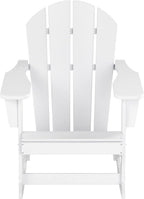 HDPE Laguna Outdoor Rocking Poly Adirondack Chair with Side Table 3-Piece Set, White