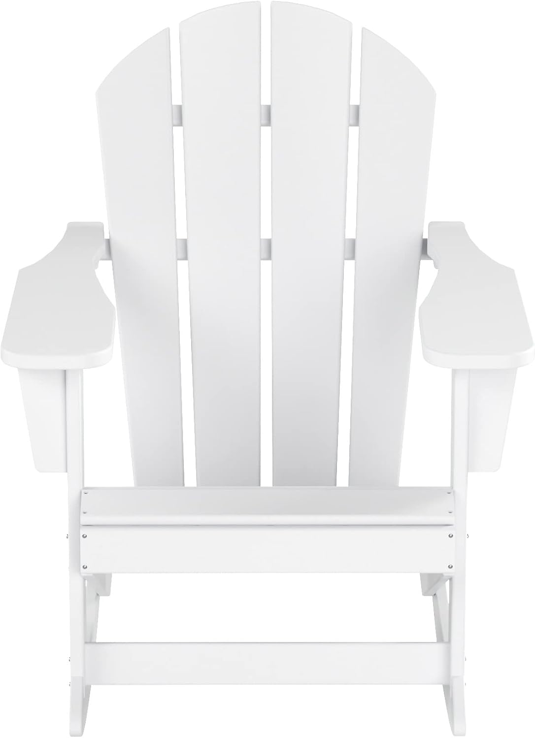HDPE Laguna Outdoor Rocking Poly Adirondack Chair with Side Table 3-Piece Set, White