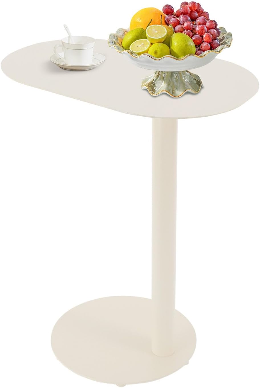 C Shaped End Table for Small Spaces, Slim Nightstand Bedside Couch Slide Unde...