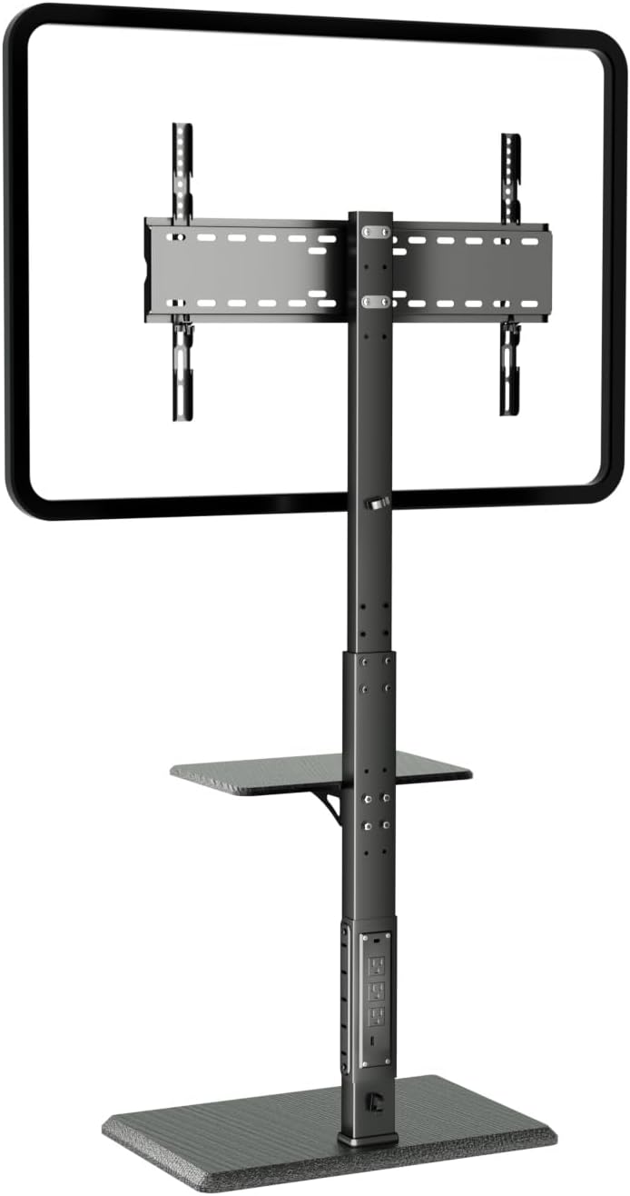 TV Floor Stand with Power Outlet & Removable Shelf for 32-75 Inch TVs | 1...