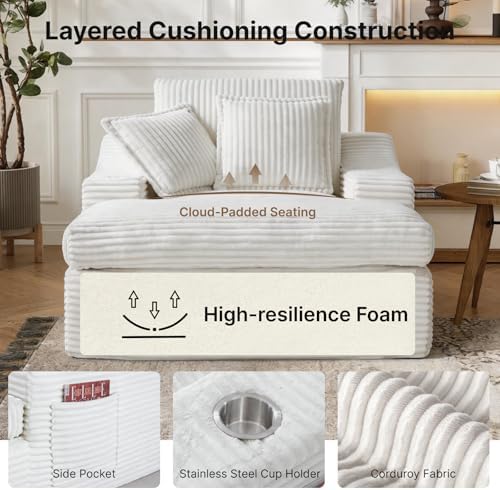 Oversized Chaise Lounge Chair Indoor, Upholstered Sleeper Sofa Bed | Couch wi...