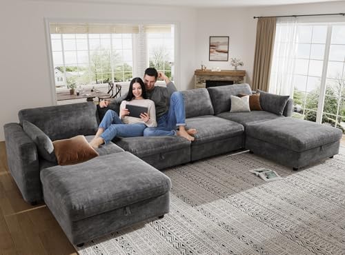 KKL Modular Sectional Couches for Living Room, U Shaped Sofa Couch with Adjus...