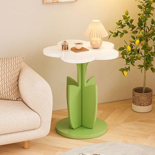 Flower Shaped Wood End Table, Cute Accent Side Table for Living Room & Be...