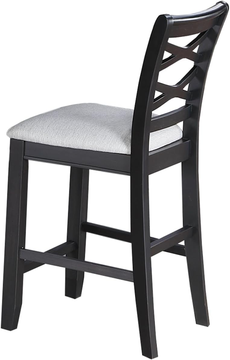 5-Piece Counter Height Table Set with Charcoal, MDF, Rubber Wood | Charcoal f...