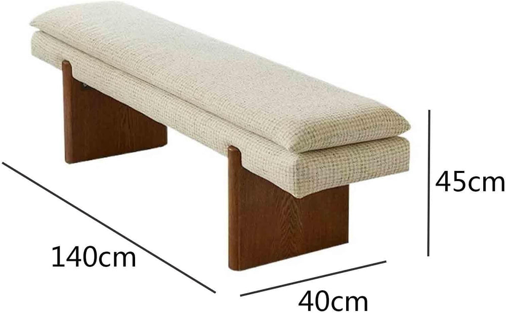 Modern White Bedroom Bench Walk-in Closet Wooden and Fabric Entryway(Medium)