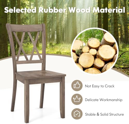GOFLAME Wooden Dining Chairs Set of 4, Mid-Century Farmhouse Kitchen Side Cha...