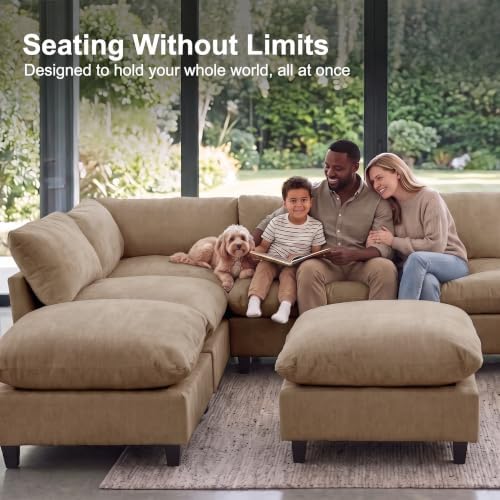 Iroomy Modular Sectional Sofa, Oversized Chenille Cloud Couch, Deep Comfy Sea...