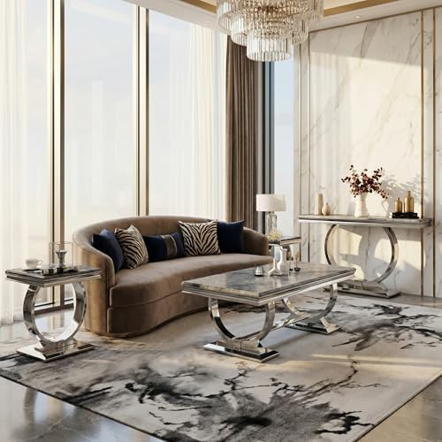 ACEDÉCOR 4 Piece Living Room Table Set, 48 inch Coffee Table Set with 2 End T...