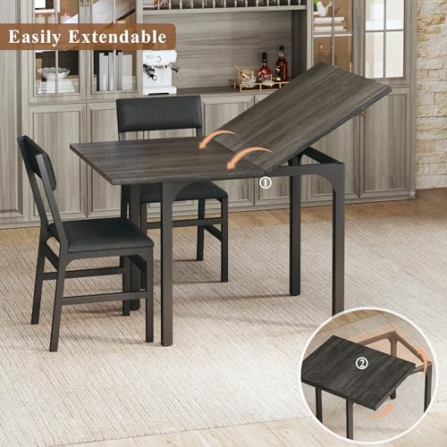 HUAHUU Dining Table Set for 4, Extendable Kitchen Table Cushion Chairs Set of...