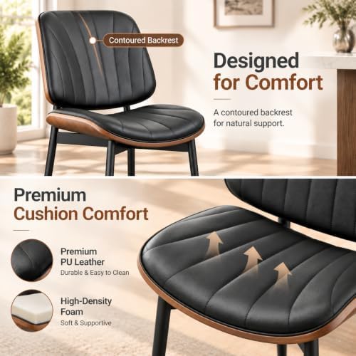 YaFiti Dining Chairs Set of 4, Mid Century Modern PU Leather Kitchen Chairs