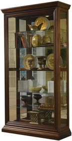 Pulaski Furniture Poplar Wood Sliding-Door Curio in a Rich Brown Finish