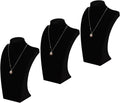 Coward 3Pcs Necklace Bust Stand Rack for Selling Show, Black Velvet Necklace Jewelry Display Holder for Jewelry Exhibition or Store Shop Show (11" Hight)