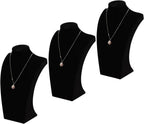Coward 3Pcs Necklace Bust Stand Rack for Selling Show, Black Velvet Necklace Jewelry Display Holder for Jewelry Exhibition or Store Shop Show (11" Hight)