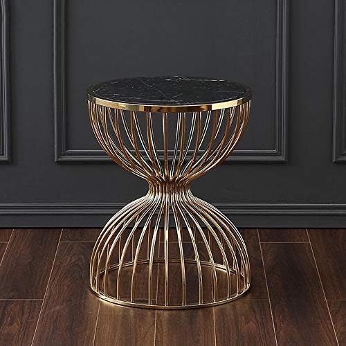 Telephone Table, Marble Round Metal Side Table,Living Room Sofa Side Table,Te...