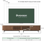 POVISON Fully-Assembled Sliding Tambour Door TV Stand, Mid Century Modern Sintered Stone TV Console, Wood Media Console, Entertainment Center with Storage Cabinet (Walnut, 118.11")