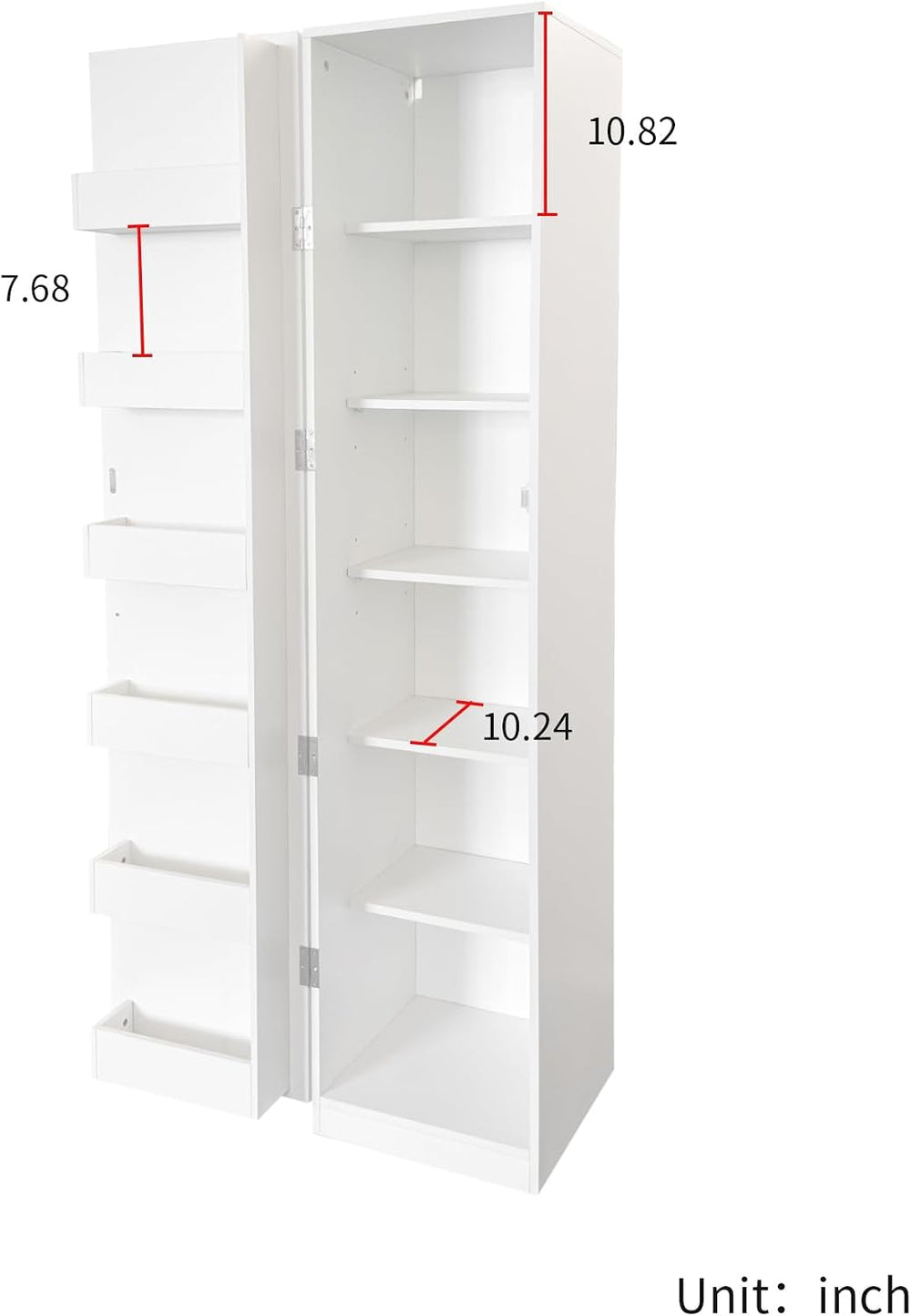 LUMISOL Tall Kitchen Pantry Cabinet with 6 Shelves and 6 Side Racks, Modern B...