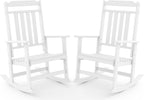 GREENVINES Outdoor-Rocking-Chairs-Set-of-2 | HDPE Plastic | Patio Rockers | Porch Rocker Chair | Oversized | High Back | Big & Tall | White