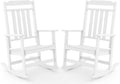 GREENVINES Classic Outdoor-Rocking-Chairs-Set-of-2, HDPE Rocker, White | 30.3" High Back | All Weather Porch Chairs Plastic | Heavy Duty | 20.5" Wide Seat | Big & Tall | for Patio Balcony Deck