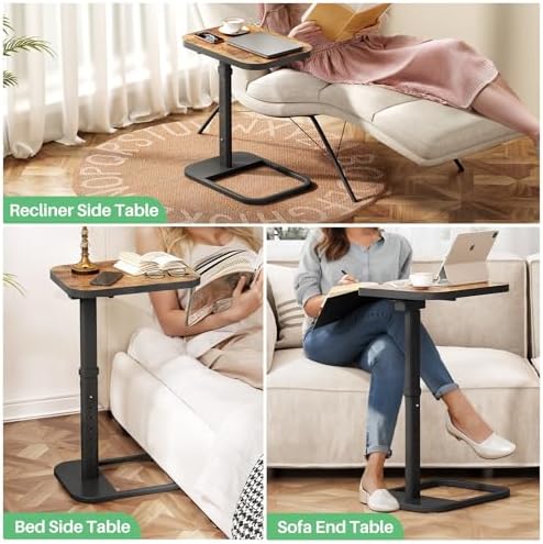 Kitstorack TV Tray Table, Adjustable Height & Flip-Top & Rounded Meta...